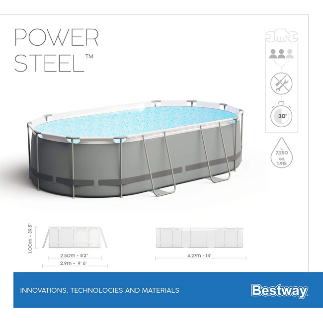 Bestway ovalni bazen sa čeličnom konstrukcijom Power Steel Frame 424x250x100cm-7